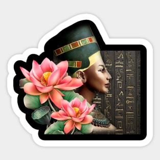 Queen Nefertiti With Pink Lotus Sticker